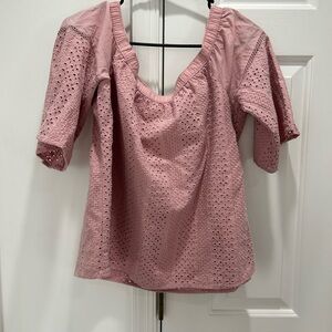 Abercrombie & Fitch Dusty Pink Eyelet Peasant Blouse